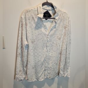 Tarocash Mens Size 2xl Linen Blend Light Floral Print Button Down